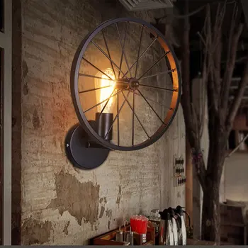 Mansarda retro stenske svetilke ustvarjalne restavracija, bar luči Ameriški državi kovanega železa industrijske veter kolo steno rov modrc
