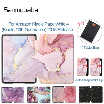 Sanmubaba Marmorja PU Usnjena torbica Za Amazon Kindle Paperwhite 4 10. Generacije 2018 eBook Magnetni Folio Zaščito Smart Cover