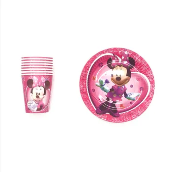 33pcs/veliko Disney Minnie Miško Temo Rojstni Okraski Pokal Ploščo Napkin Prtom Dekle Baby Tuš Posode za Enkratno uporabo