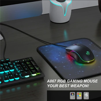 ZoeRax Gaming Miška [7200DPI], Žično Računalniško Miško, RGB Osvetljen Miši s 7 Programabilni Gumbi, 7 Barvo, PC Gaming Miška