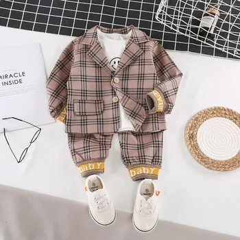 Pomlad Fant Fant Oblačila Postavlja Nove Priložnostne Trenirko Britanski Retro predalčni prijateljski obleko Oblačila za Malčke Baby Hlače 1 2 3 4 Leto
