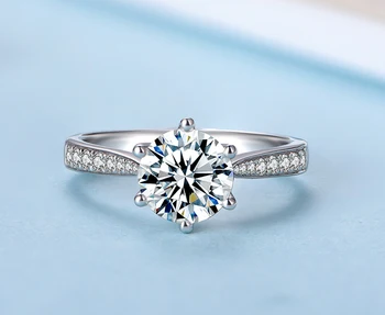 YANHUI Prvotne 925 Srebro Poročni Prstan 1 Karat Lab Diamant Udejstvovanje Obroči Za Čar Ženske Fine Nakit Trgovini Darilo
