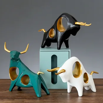 Taurus Kiparstvo Kip Bika Živalske Figurice za Dekor Doma Namizni Predalnik Namizje bika simbol leto 2021 Figur