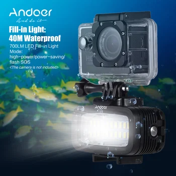 Andoer High Power 700LM Potapljanje Video Fill-v Luči Razsvetljavo LED-Lučka z Difuzor za GoPro SJCAM Xiaomi Yi delovanje Fotoaparata