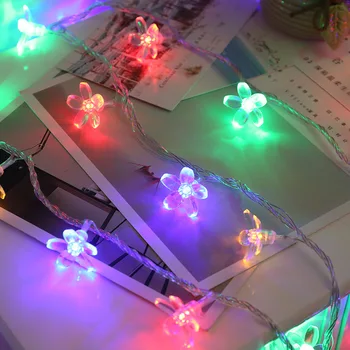 Češnjev Cvet Cvet Garland baterijsko Napajanje LED Niz Vila Luči Kristalno Cvetje Za Notranjo Poroko Božič Decors Vijolična