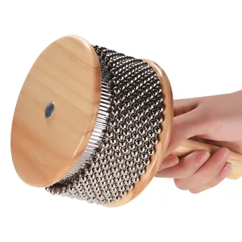 Lesene Cabasa Kovinski Beaded Verige & Valj Strani Shaker Tolkala Instrument za Razredu Band Srednje Velikosti