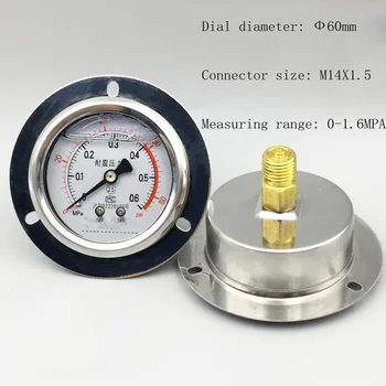 YN-60ZT osno pasu rob tlaka gauge0-1.6 Mpa ,Priključek velikost: M14X1.5 šuko manometer 0-60Mpa