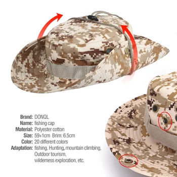 Vojska zelena prostem, športni ribolov klobuk breathale široko roba dežnik UV zaščito ribič skp Poletje, Sonce Zaščite Ribolov Skp