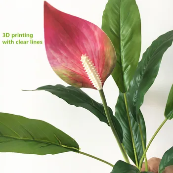 60 cm, Umetni Redkih Anthurium Cvet Zelena Ponaredek Rastline Plastičnih Magnolija Listov Hotel Novo Leto Domov DIY Dekor Ponaredek Večni Cvet
