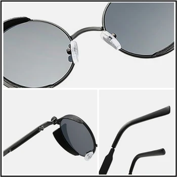 HOOBAN Klasičnih Steampunk sončna Očala Moški Ženske Retro Gothic Krog Moški je Očala Moda Kovinski Vožnje Buljiti UV400