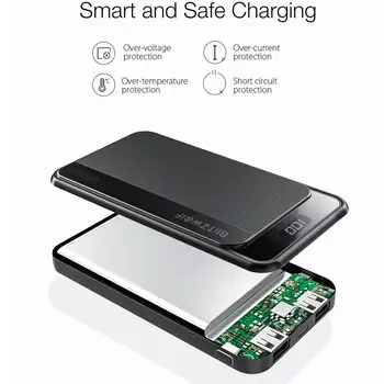 BlitzWolf 10000mAh za 22,5 W Digitalni Prikaz QC3.0 PD3.0 SCP Dvojni Izhod Vhod Pametne Moči Banke za iPhone za Samsung za Huawei