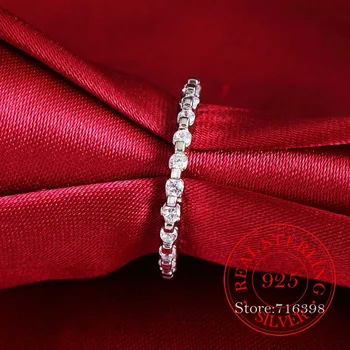 925 Sterling Srebrni Nakit Vintage Preprosto Kristalno Nekaj je Srebrna Poroka Obroči za Ženske Moški Modni Anel De Prata Bijoux