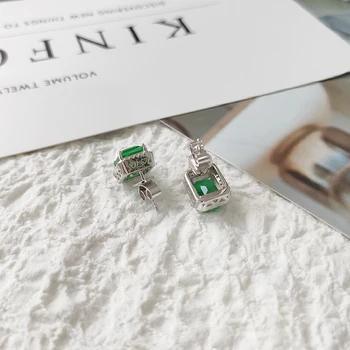 Amorita boutique Preprost zeleno kristalno stud uhani