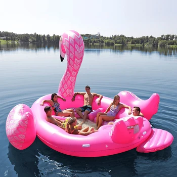 Ustreza Sedem Ljudi 530cm Ginormous Flamingo Velikan Samorog Napihljivi Čoln Pool Party Float Zračne Vzmetnice Plavalni Obroč Igrače boia