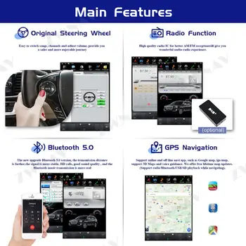 128GB Tesla Velik Zaslon Za Jeep Grand Cherokee 2010 2011 2012-2019 Android 9.0 Avto Multimedijski Predvajalnik, GPS Navi Radio Stereo Enoto