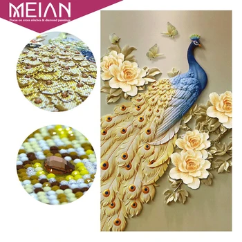 Meian DIY Peony&Gold Pav Diamond Slikarstvo Posebna Diamond Vezenje Slikarstvo Križ Diamond Mozaik za Dom Dekor