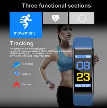 GIAUSA 2019 IP67 Nepremočljiva Srčni utrip, Krvni Tlak Fitnes Tracker Sport Manšeta Smartband Pametno Gledati Huawei Xiaomi