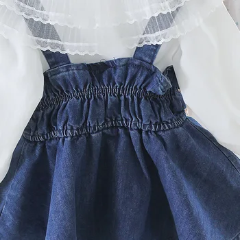 новорожденным детская нарядное одежда для девоч Poletje Bela Vrh + Traper Krilo Boutique Dva Kosa Obleke Malčka, Girl Obleke