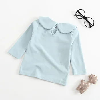 Baby Dekleta Z Dolgimi Rokavi Bluzo Ruffle Bluzo Dekleta Vrhovi 2019 Pomlad Priložnostne Novega Dojenčka Dekleta Bluzo Lepe Čipke Double Collar Majica