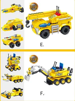 8Pcs Mesto Inženiring Vozilo 3 V 1 Deformacije Robot/Tovornjak Blok Nastavi DIY 723Pcs zidarske Opeke Igrače Za Otroke