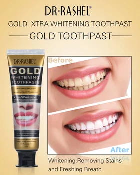 DR. RASHEL Zobno Nego Zlato zobno pasto za Beljenje Zob, Odstranjevanje Madežev in Freshing Dih Ustno Higieno Zob Skrbi 120ml