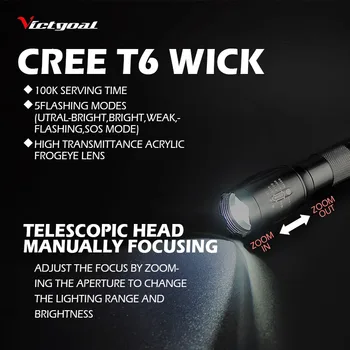 VICTGOAL Kolo Svetlobe LED Kolesarsko Krmilo Nepremočljiva MTB Kolo Smerniki Svetilka Za Kolo Kampiranje, Ribolov T6 Frontlight