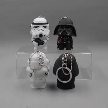 Disney Luštna 3D Star Wars Keychain PVC Anime Slika Key Ring Darth Vader Yoda Obesek Ključnih Verige Otroci Risanka Trinket Darilo