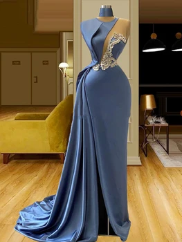 LORIE arabski Večerne Obleke KRISTALNO Kroglice Saten Dubaj Abiye Formalno Prom Stranka Halje 2021 Seksi Eno Ramo Slaven Obleke