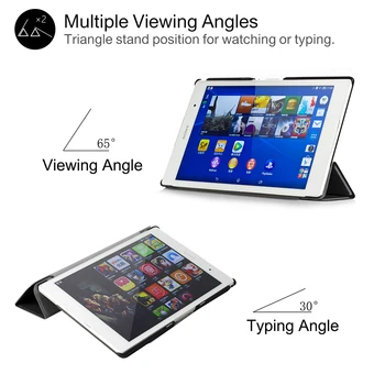 PU Usnja Kritje Stojalo Primeru za Sony Xperia Z3 Tablet Kompaktno 8-palčni Z Magnetom + Screen Protector + Pisalo