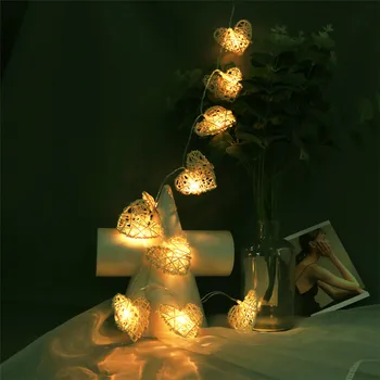 Thrisdar 1M 10 LED Srce Ljubezni Niz Luči Počitnice Božič Pravljica Niz Luči svate Spalnica Rattan Srce Garland Svetlobe