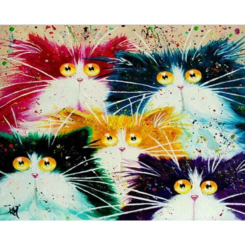 Smešne Mačke, DIY Akril Barvanje Z Številkami za otroke, odrasle mucek Slikarstvo diy Slike s številkami na platno za steno dnevne sobe