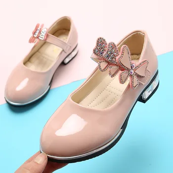 2019New otroci Otroški usnjeni čevlji Okrasnih Princesa Dekleta čevlji za Ples Stranka baby dekleta Študent črni Usnjeni Čevlji