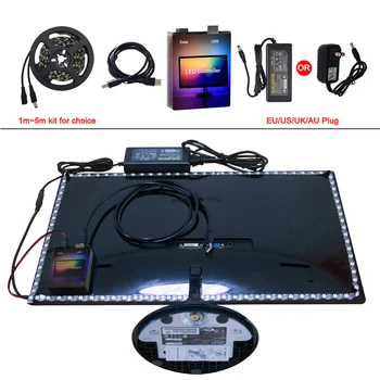 WS2812 RGB, USB LED Trak Svetlobe Računalniški Monitor Namizni RAČUNALNIK, se Osvetlitev Zaslona Osvetlitev Okolice Trak Trak Niz 1M~ 5 M,