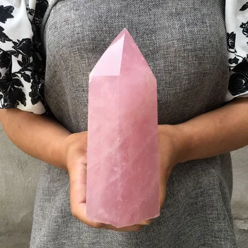 2.39 LB Naravnih pink rose quartz crystal obelisk palico točke zdravljenja 6.2 