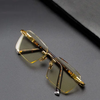Stekla za Očala Moških Rimless Poligon Pravokotnik sončna Očala za Človeka Kristalno Lečo Anti Scratch Oči Zaščito Težka Očala