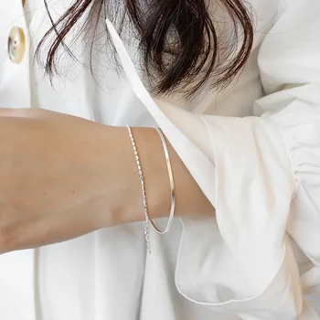 Dvojna Plast Kača Kosti Verige Zapestnice Za Ženske 2019 Nov Trend 925 Sterling Silver Fashion Ol Nakit