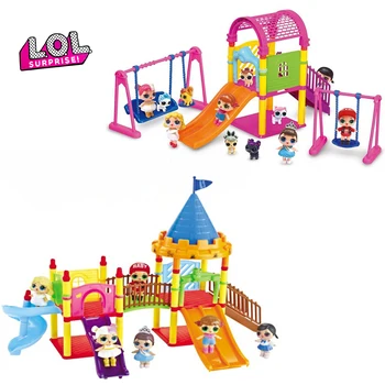 Original LOL Presenečenje Lutke Igrače Zabaviščni Park Ferris Wheel Swing Zibanje Konja Model Set Igrače za Otroke, Darila za Dekleta