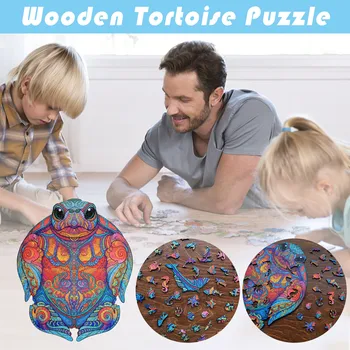 130 kosov Sestavljanke Tortoise Oblike 3D nezakonitih lesene puzzle Odrasli Otroci Izobraževalne Počitnice Darila детские игрушки 2021