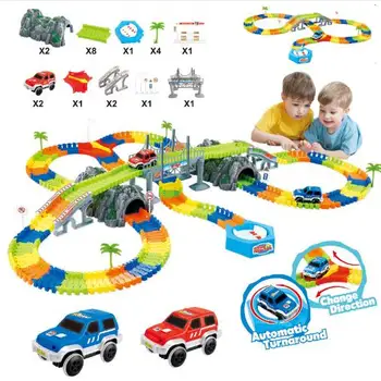 Nov Avto Železniške Čarobni Mini Cesti Sijoča, Prožna Železnice Žareče DIY Multi-Sestavljeni Plastični Otroci Hobi Igrače Za Otroke