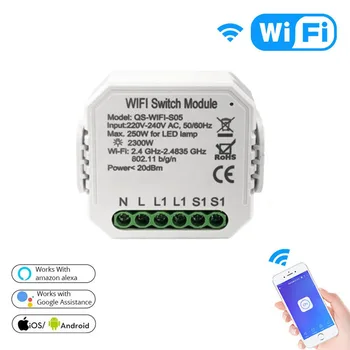 Tuya Wifi QS-WIFI-S05 Smart Stikalo Modul Stikalo Modul za Brezžično Rele Poraba Monitor Za Google Doma Alexa Pametni Dom