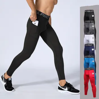 Moški Sweatpants s Pocket Elastični Stiskanje Šport Dokolenke Hlače Teče hlačne Nogavice Tek Fitnes Gym Skladbo Joga Hlače šport
