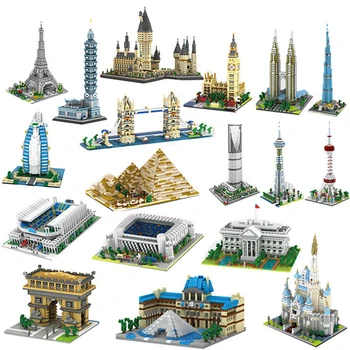 Svetovno znani arhitekturo, diamond gradnik, igrače, ustvarjalne sestavljanke zbiranja igrač, Louvre, Arc de Triomphe model zgradbe