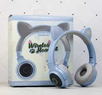 XY-203 LED Mačje Uho Slušalke Brezžične Bluetooth 5.0 šumov Odrasli Otroci Dekle Slušalke Podpira TF Kartice FM Radio Z Mic