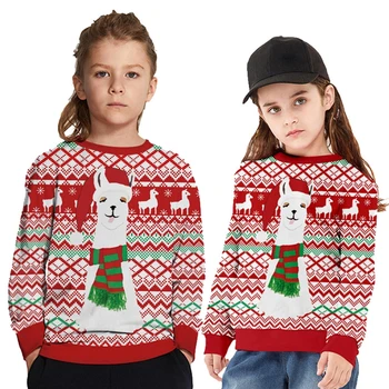 Otroški Pulover Božič Teen Fant Dekle Jeseni, Pozimi Dolg Rokav Obleke Božič 3D Digitalni Puloverju Risanka Tiskanja Vrhovi Majica