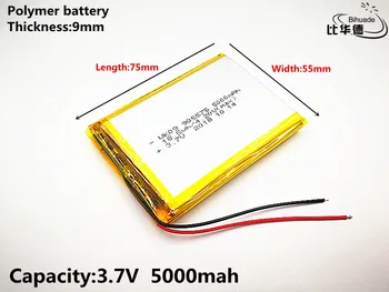 Dobro Qulity 3,7 V,5000mAH 905575 Polimer litij-ionska / Litij-ionska baterija za tablični računalnik BANKE,GPS,mp3,mp4