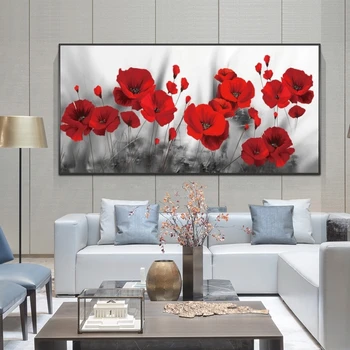 Rdeči Cvet Maka Platno Slike na Steni Umetnosti Plakatov in Fotografij Akvarel Dekorativne Slike za Domačo dnevno Sobo Cuadros