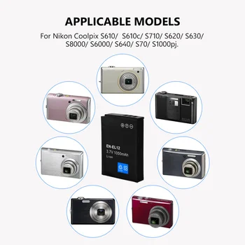 2Pcs EN-EL12 SL EL12 1050mAh 3,7 V Digitalni Fotoaparat Polnilna Baterija za Nikon Coolpix S610 S610c S710 S620 S630 S8000 S6000