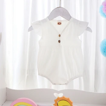 0-18 M Poletje Newborn Baby Oblačila Dekle Bodysuits za Malčke brez Rokavov Bombaž Backless Jumpsuit Obleke