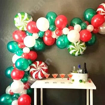 91pcs rdeča zelena bela Balon garland arch komplet rojstni dan baby tuš stranka Božič Balon Dekoracijo candy barve