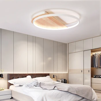 MDWELL Post moderne lesene LED stropne luči dnevna soba, spalnica Nordijska ustvarjalne osebnosti super tanka okrogla stropna svetilka